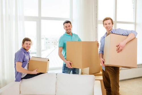 Packing and transporting office equipment during an Abbeywood relocation