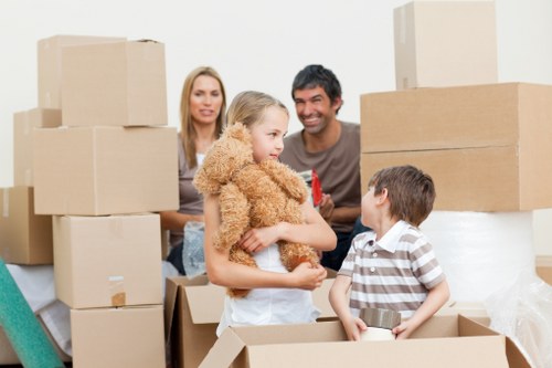Packed boxes and furniture ready for an Abbeywood house move